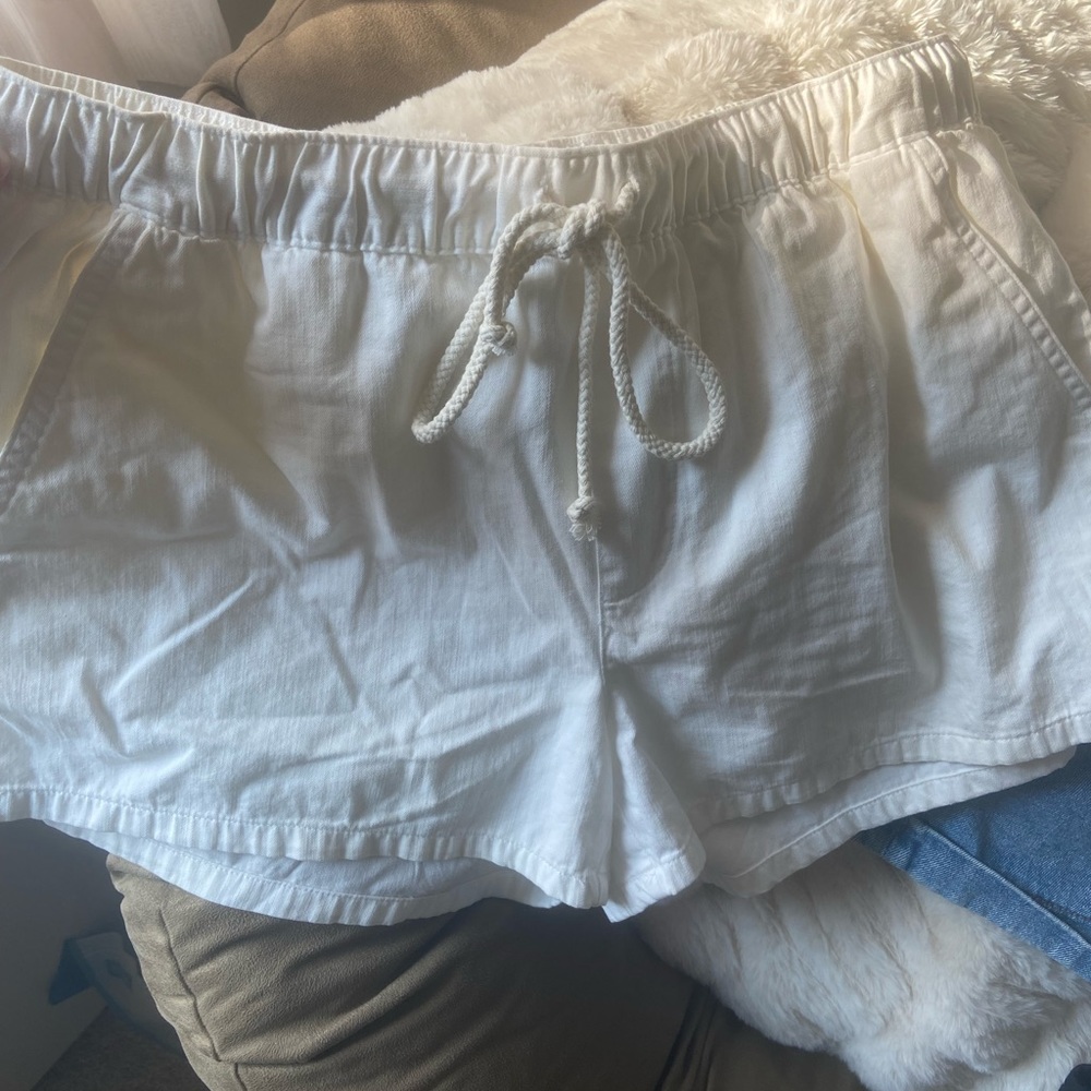 White drawstring shorts